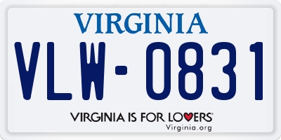 VA license plate VLW0831