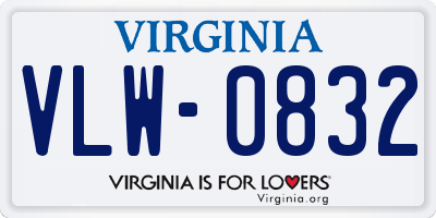 VA license plate VLW0832