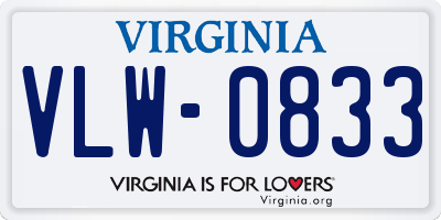 VA license plate VLW0833