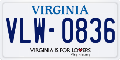 VA license plate VLW0836