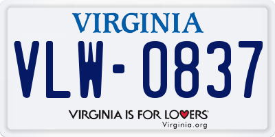 VA license plate VLW0837