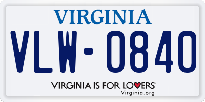 VA license plate VLW0840