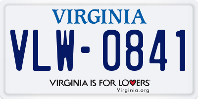 VA license plate VLW0841