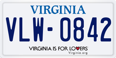 VA license plate VLW0842