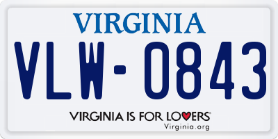 VA license plate VLW0843