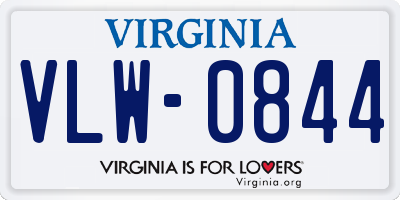 VA license plate VLW0844