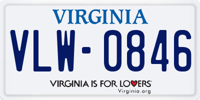 VA license plate VLW0846