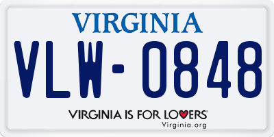 VA license plate VLW0848