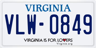 VA license plate VLW0849