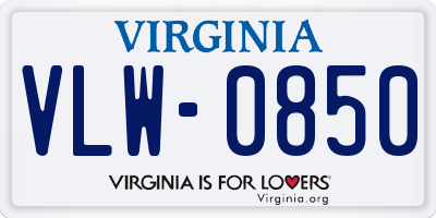 VA license plate VLW0850