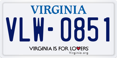 VA license plate VLW0851