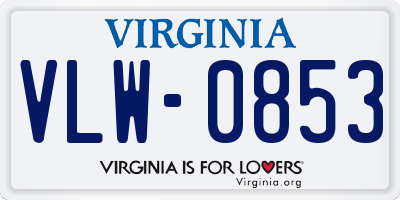 VA license plate VLW0853