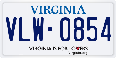 VA license plate VLW0854