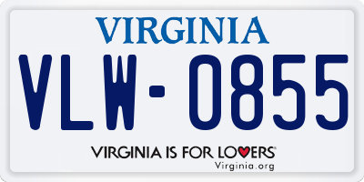 VA license plate VLW0855