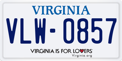 VA license plate VLW0857