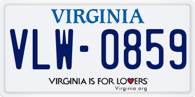 VA license plate VLW0859