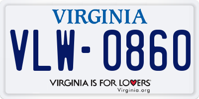 VA license plate VLW0860