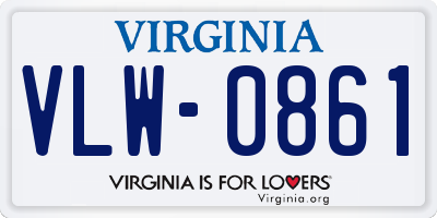 VA license plate VLW0861