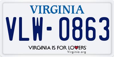 VA license plate VLW0863