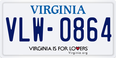 VA license plate VLW0864