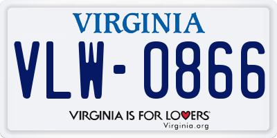 VA license plate VLW0866