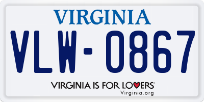 VA license plate VLW0867