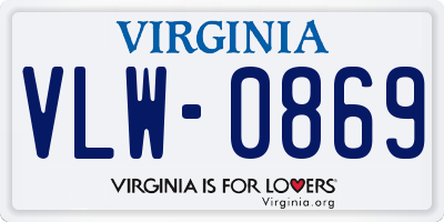 VA license plate VLW0869