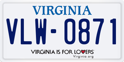 VA license plate VLW0871