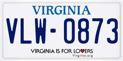 VA license plate VLW0873