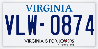 VA license plate VLW0874