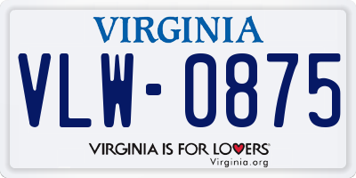 VA license plate VLW0875