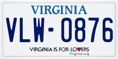 VA license plate VLW0876