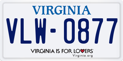 VA license plate VLW0877