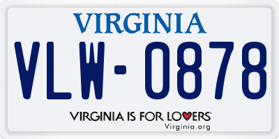 VA license plate VLW0878