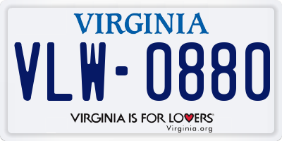 VA license plate VLW0880