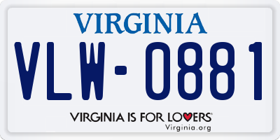 VA license plate VLW0881