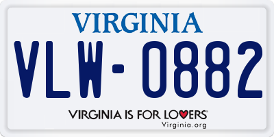 VA license plate VLW0882