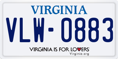 VA license plate VLW0883