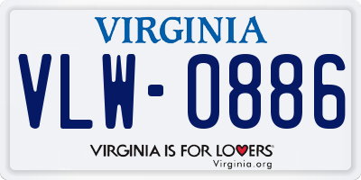 VA license plate VLW0886