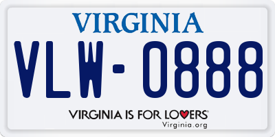 VA license plate VLW0888