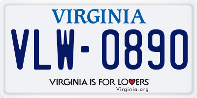 VA license plate VLW0890