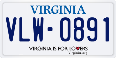 VA license plate VLW0891
