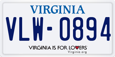 VA license plate VLW0894