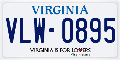 VA license plate VLW0895