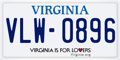 VA license plate VLW0896