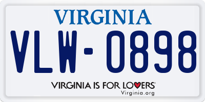 VA license plate VLW0898