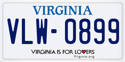 VA license plate VLW0899