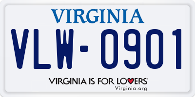 VA license plate VLW0901