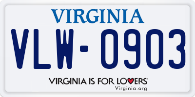 VA license plate VLW0903