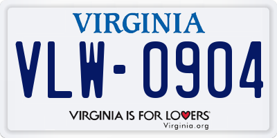 VA license plate VLW0904